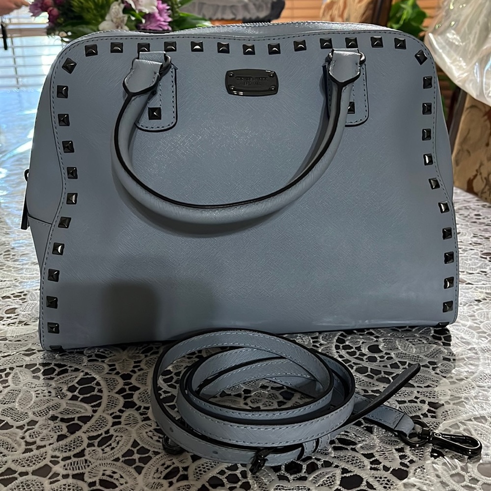 Brand new without tags Michael Kors Light baby blue studded handbag 💙